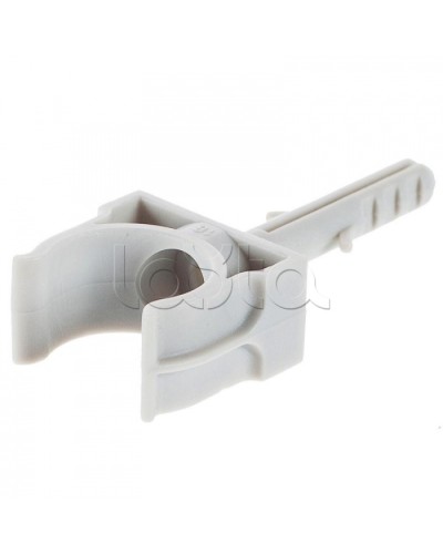 Держатель с дюбелем без шурупа для гофрированной или жесткой гладкой трубы D20 мм, без галогена Экопласт 41420HF в Оренбурге Держатели, клипсы, скобы Pintop.ru