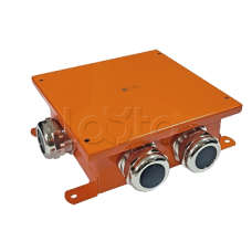 SMB120 Коробка металлическая, огн. E-110,о/п 120х120х60, 4 метал. гермоввода, IP66, 8P, (1,5-10 мм2), цвет оранж. Экопласт (56344)