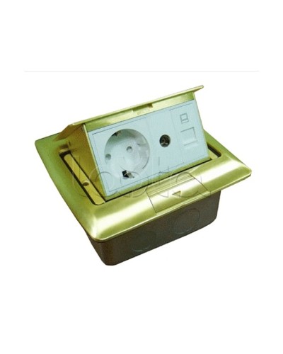 Люк встраиваемый на 1,5 модуля (45х45 мм) с коробкой, латунь, IP44 Экопласт 70023 в Оренбурге Системы лючков и колонн Pintop.ru