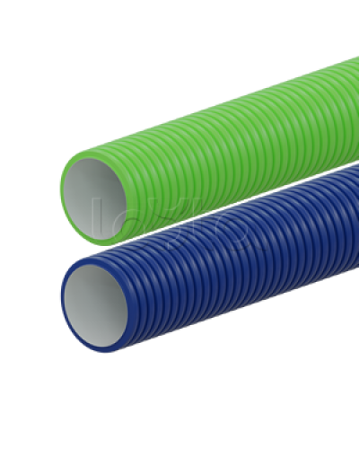 Вентиляционная труба гибкая двустенная для воздуховода (ПНД), антистатическая и антибактериальная D75мм, цвет зелёный (1шт=50м) Экопласт (803075GN) в Оренбурге Труба гофрированная Pintop.ru
