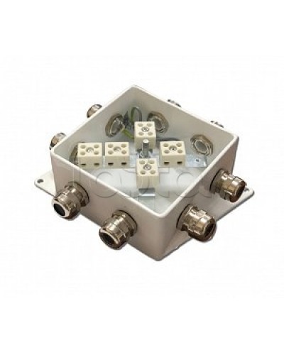 Коробка монтажная огнестойкая Гефест КМ-О (10к)-IP66-120х120, пять вводов в Оренбурге Распределительные коробки Pintop.ru