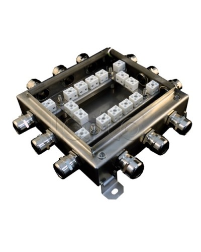 Коробка монтажная огнестойкая Гефест КМ-О (32к*6,0)-IP66 2020нерж, 12 вводов 200х200х60 в Оренбурге Распределительные коробки Pintop.ru
