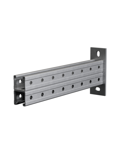 Страт-консоль двойная усиленная 41х41 L200 s:2,5 мм (тройная перфорация) КМ-Профиль (2KSSU41-200 3P) в Оренбурге Аксессуары для лотков Pintop.ru