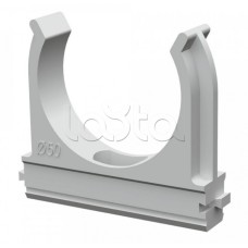 Крепёж-клипса для труб д50 безгалогенная (HF) атмосферостойкая серая (10шт/200шт уп/кор) Промрукав (PR13.0349)