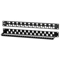 Патч-панель модульная 19", 1U, 24 порта, Flat Type, для модулей Keystone Jack, с задним кабельным организатором (без модулей) Hyperline PPBL3-19-24S-RM