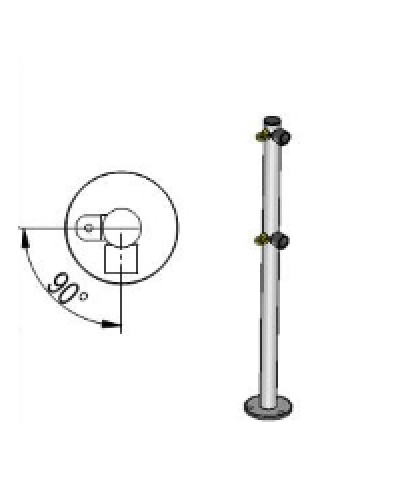 Стойка ограждения L-образная под поворотные створку и секцию 2 полупетли с крепежом, 2 муфты с крепежом справа Oxgard Стойка ограждения с 2-мя полупетлями L-образная права (ВЗР 1996.09.01) в Оренбурге Ограждения Pintop.ru