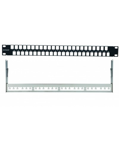 Наборная коммутационная панель 19”, 1U, 48 портов UTP/FTP Eurolan (27F-00-48BL) в Оренбурге Патч-панели Pintop.ru
