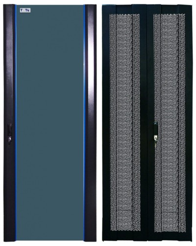 Комплект дверей 42U, 800 мм, черный, передняя - стекло, задняя - распашная перфорированна TWT TWT-CBB-DR42-8x-S-GP в Оренбурге Аксессуары для стоек и шкафов Pintop.ru
