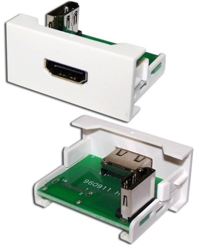 Вставка Mosaic 22.5x45 с адаптером HDMI 90 градусов, мама, белая LANMASTER (LAN-WA-LP-HD90F-WH) в Оренбурге Коннекторы и разъемы Pintop.ru