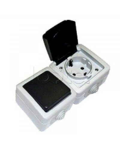 Экопласт EF602G Розетка двойная с з/к. 16A (сер.) в Оренбурге Розетки компьютерные и телефонные Pintop.ru