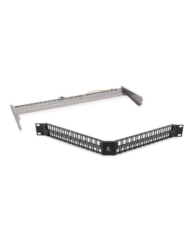 Угловая модульная патч-панель 19, 48 портов, 1U Cabeus (PLBHD-48-CON-SH) в Оренбурге Патч панель Pintop.ru