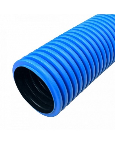 Труба гофрированная двустенная ПНД жесткая тип 450 (SN12) синяя д110 6м (36м/уп) Промрукав в Оренбурге Труба гофрированная Pintop.ru