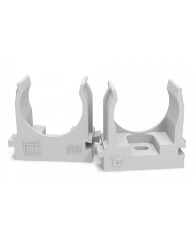 Крепеж-клипса для труб для монтажного пистолета серая в п/э д25 (100шт/700шт уп/кор) Промрукав (PR13.0121) в Оренбурге Держатели, клипсы, скобы Pintop.ru