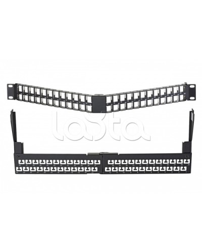 Коммутационная угловая панель 19” наборная, FTP, 1U, 48 портов, черный Eurolan (27A-00-48-01BL) в Оренбурге Патч панель Pintop.ru