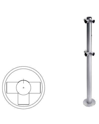Стойка ограждения Т-образная с отверстием под фиксатор (антик серебро) Oxgard в Оренбурге Ограждения Pintop.ru