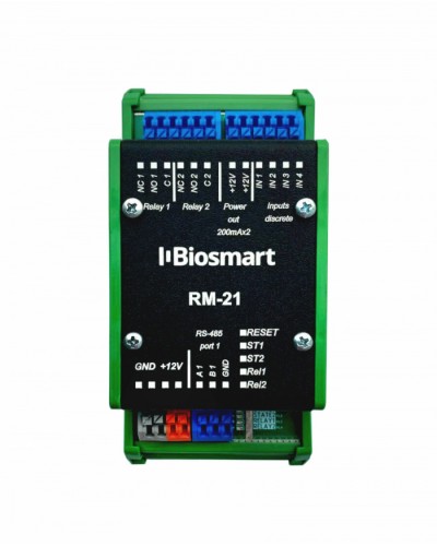 Релейный модуль BioSmart RM-21 OSDP в Оренбурге Контроллеры СКУД BioSmart Pintop.ru