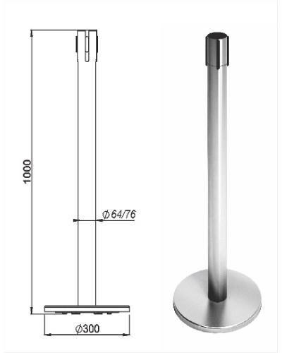 Стойка ограждения передвижная с ремнем Oxgard Стойка ограждения передвижная с ремнем (5 метров черный) (ВЗР2387.01) в Оренбурге Ограждения Pintop.ru