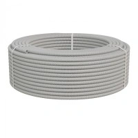 Труба ПНД-FRUF гофрир. легкая, с зондом, без галогена, трудногорючая, атмосферостойкая,цвет серый, диам. 16мм (100м) Экопласт (20116HFR-UF)