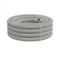 Труба ПНД-FRUF гофрир. тяжелая, с зондом, без галогена, трудногорючая, атмосферостойкая,цвет серый, диам. 50мм, (15м) Экопласт (21150HFR-UF)